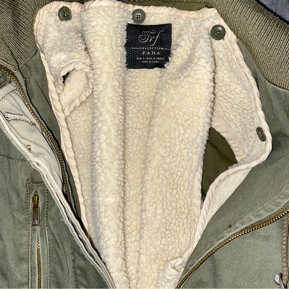 Zara Army Green Waist Cinch Jacket - Picture 2 of 3